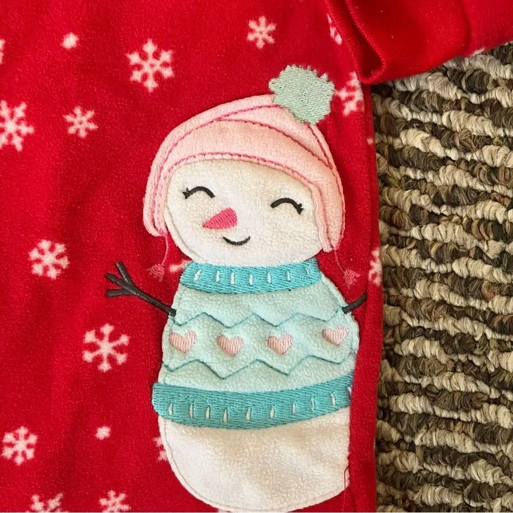 Carters Girls Fleece Christmas Feetie Pajama Bundle 18 Months‎ Red White Holiday